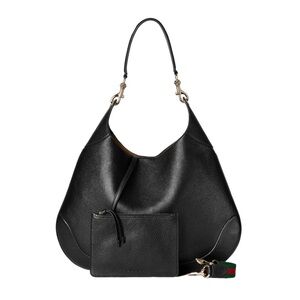 Gucci Black Leather Hobo Bag with Pouch
